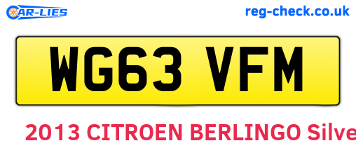 WG63VFM are the vehicle registration plates.