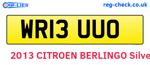WR13UUO are the vehicle registration plates.