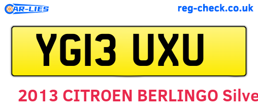 YG13UXU are the vehicle registration plates.