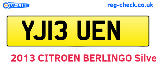 YJ13UEN are the vehicle registration plates.
