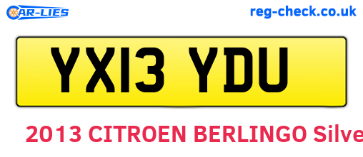 YX13YDU are the vehicle registration plates.