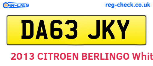 DA63JKY are the vehicle registration plates.