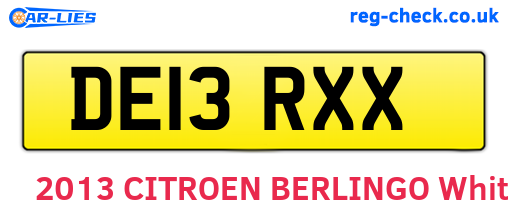 DE13RXX are the vehicle registration plates.