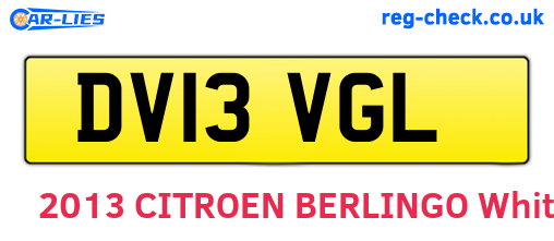 DV13VGL are the vehicle registration plates.