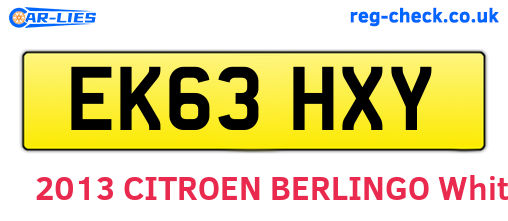 EK63HXY are the vehicle registration plates.