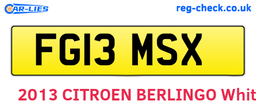 FG13MSX are the vehicle registration plates.