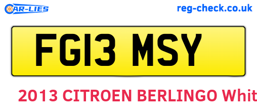 FG13MSY are the vehicle registration plates.