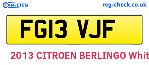 FG13VJF are the vehicle registration plates.