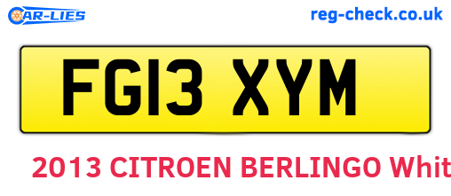 FG13XYM are the vehicle registration plates.