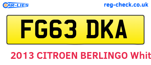 FG63DKA are the vehicle registration plates.