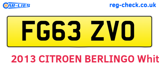 FG63ZVO are the vehicle registration plates.