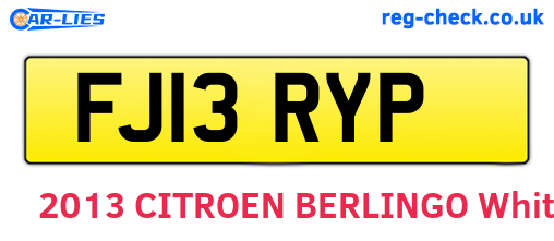 FJ13RYP are the vehicle registration plates.