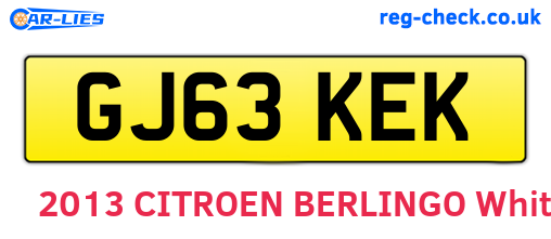 GJ63KEK are the vehicle registration plates.