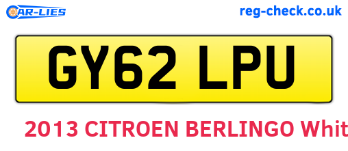 GY62LPU are the vehicle registration plates.