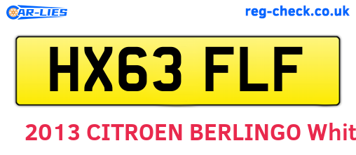 HX63FLF are the vehicle registration plates.