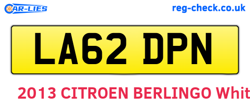 LA62DPN are the vehicle registration plates.