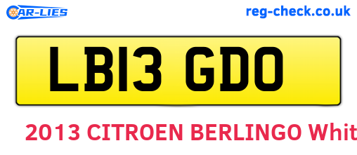LB13GDO are the vehicle registration plates.