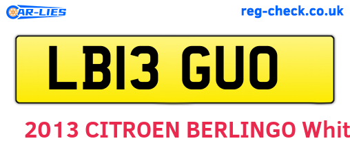 LB13GUO are the vehicle registration plates.