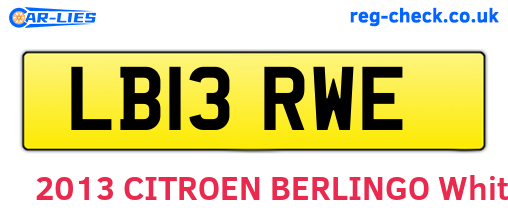 LB13RWE are the vehicle registration plates.
