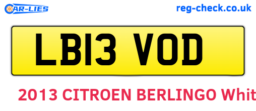 LB13VOD are the vehicle registration plates.