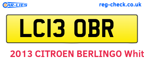 LC13OBR are the vehicle registration plates.