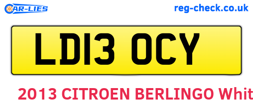 LD13OCY are the vehicle registration plates.