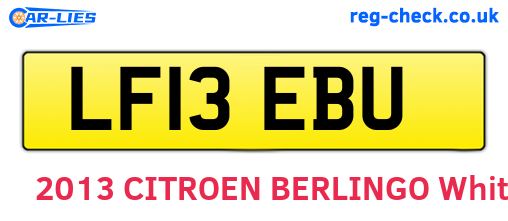 LF13EBU are the vehicle registration plates.