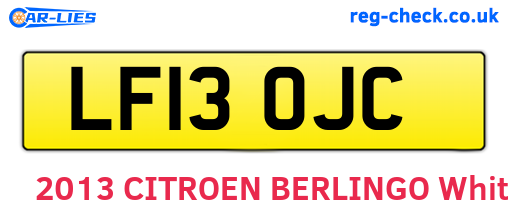 LF13OJC are the vehicle registration plates.