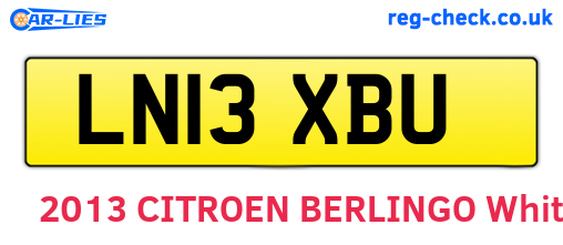 LN13XBU are the vehicle registration plates.