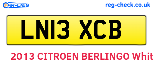 LN13XCB are the vehicle registration plates.