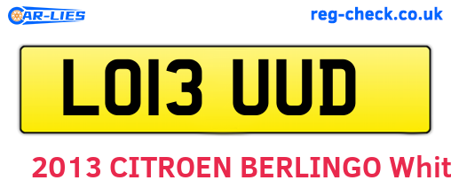 LO13UUD are the vehicle registration plates.