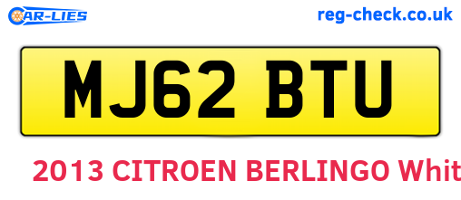 MJ62BTU are the vehicle registration plates.