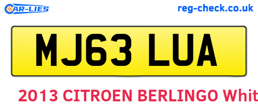 MJ63LUA are the vehicle registration plates.
