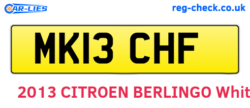 MK13CHF are the vehicle registration plates.