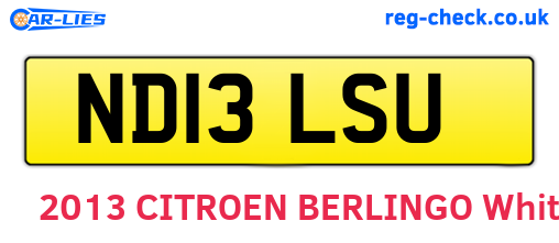 ND13LSU are the vehicle registration plates.