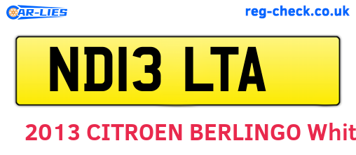 ND13LTA are the vehicle registration plates.