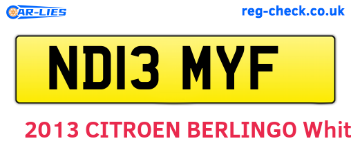 ND13MYF are the vehicle registration plates.
