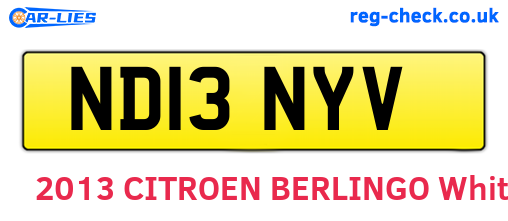 ND13NYV are the vehicle registration plates.