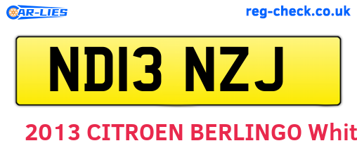 ND13NZJ are the vehicle registration plates.