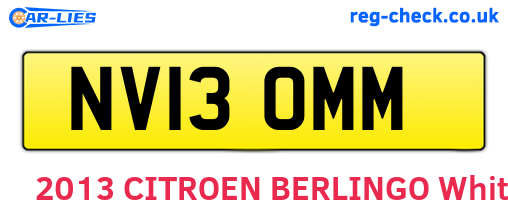 NV13OMM are the vehicle registration plates.