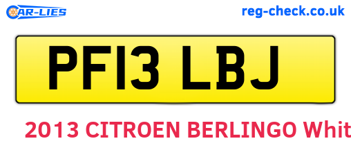 PF13LBJ are the vehicle registration plates.