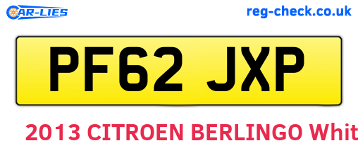 PF62JXP are the vehicle registration plates.
