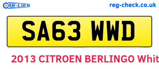 SA63WWD are the vehicle registration plates.