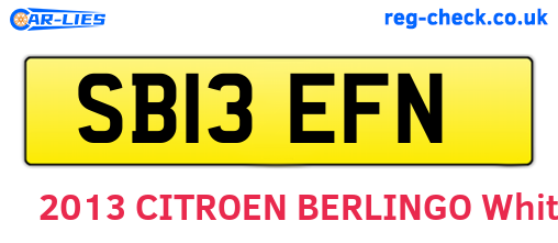 SB13EFN are the vehicle registration plates.