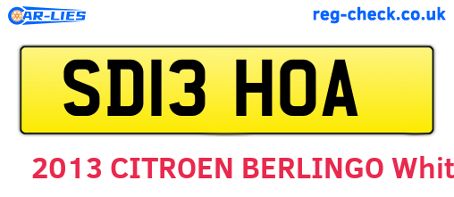 SD13HOA are the vehicle registration plates.