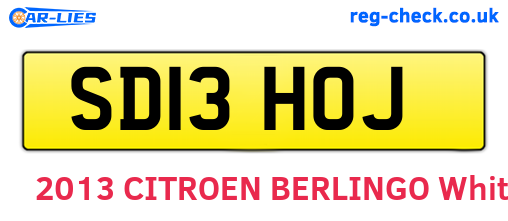 SD13HOJ are the vehicle registration plates.