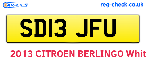 SD13JFU are the vehicle registration plates.