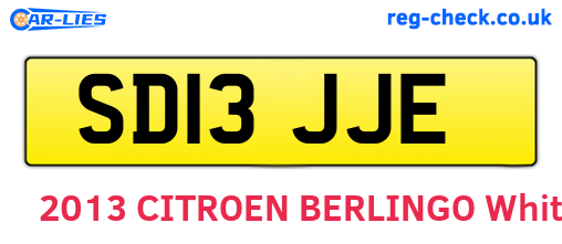 SD13JJE are the vehicle registration plates.
