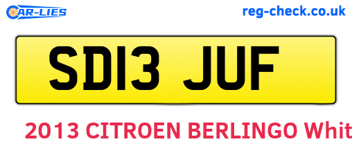 SD13JUF are the vehicle registration plates.