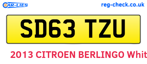 SD63TZU are the vehicle registration plates.